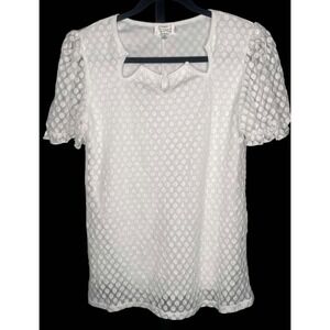 Shannon Ford NY blouse women's‎ size small lined polka-dot sheer overlay boho